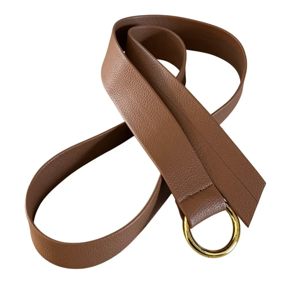 B-Low the Belt synthetic faux leather wrap style belt nude tan goldtone ring O/S